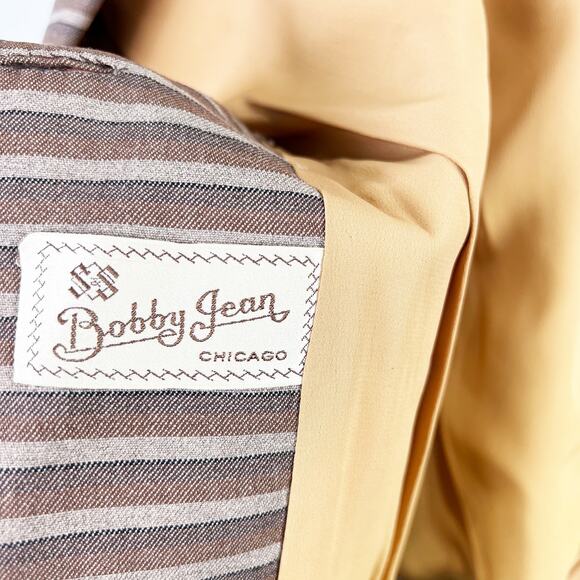 Vintage 50s 60s Brown striped blazer Bobby Jean Chicago long jacket Size XS - Picture 3 of 9